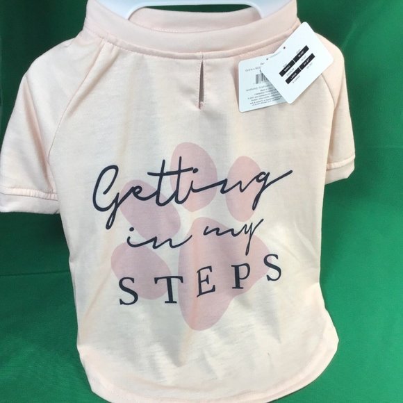 Dog Walk Exercise Pet outfit Clothes pink t-shirt getting in my steps - Picture 1 of 4